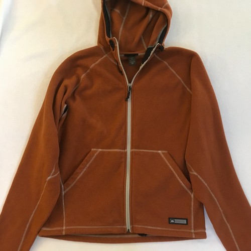 REI Mens Brown Full Zip Fleece Hoodie Pockets Polyester L/S Jacket Size Medium M