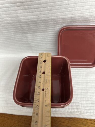 Longaberger Pottery Woven Traditions Square Bowl Dish 4x4” Paprika - Picture 6 of 7