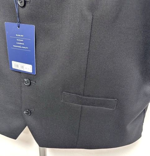 NEW TM Lewin Premium 44R 46R Slim Fit black wool Aldwych paisley lined waistcoat - Picture 5 of 14