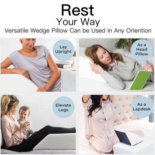 Memory Foam Bamboo Leg Elevation Pillow Rest Bed Wedge Cushion Sleeping Comfort - Picture 2 of 15