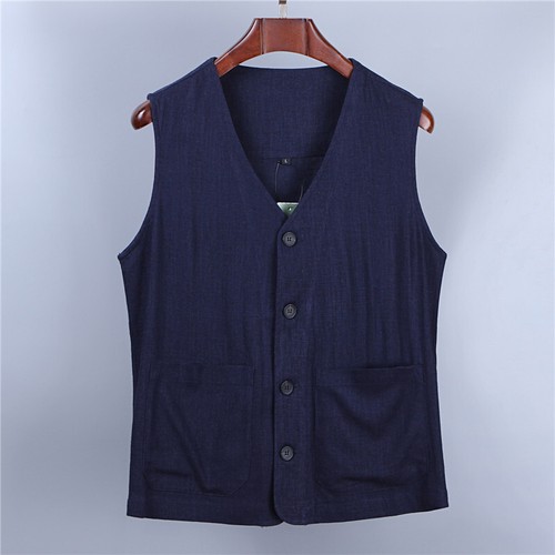 Hombres Informal Sin Mangas Algodón Lino Chaleco Bolsillos Top Chaleco Chaleco Chaqueta Camisa - Imagen 7 de 22