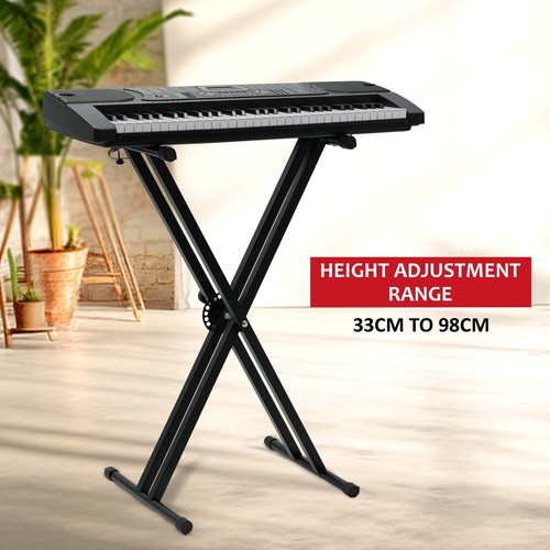 Double Braced Height Adjustable X Frame Music Piano Keyboard Stand & Bench Chair - Picture 16 of 32