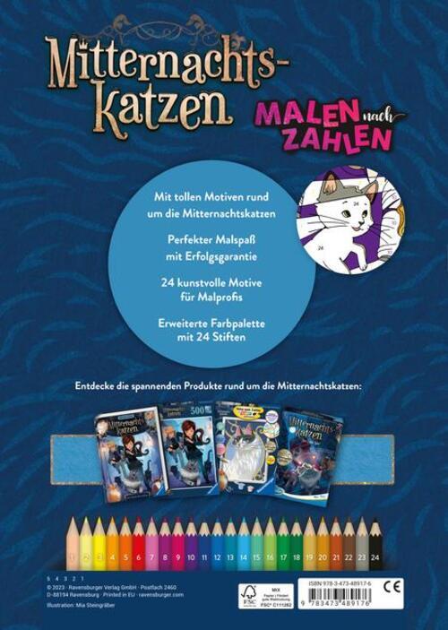 Thumbnail - Ravensburger Malen Nach Zahlen Mitternachtskatzen - 24 Motive - 24