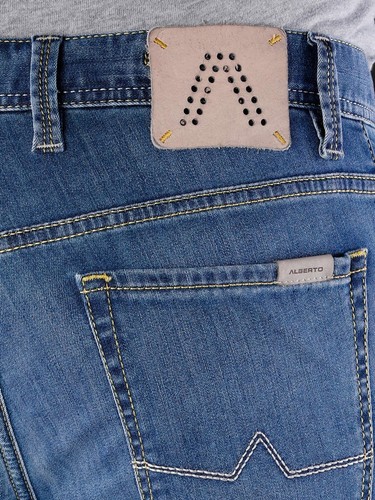 ALBERTO 4807-1387-855 PIPE SLIM Superfit Jeans Stretch Denim Mid Blue W33W34 L30 - Picture 7 of 9