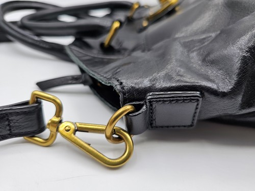 Elliott Lucca Faro Black Leather Satchel Shoulder Crossbody Bag - Picture 4 of 10