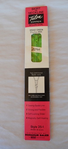 VTG Talon Zephyr Nylon Coil Skirt or Neckline Zipper Spring Green 7” Made USA - Bild 3 von 7