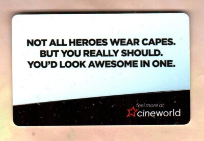 CINEWORLD ( UK ) Not All Heroes Wear Capes ( 2017 ) Gift Card ( $0 )