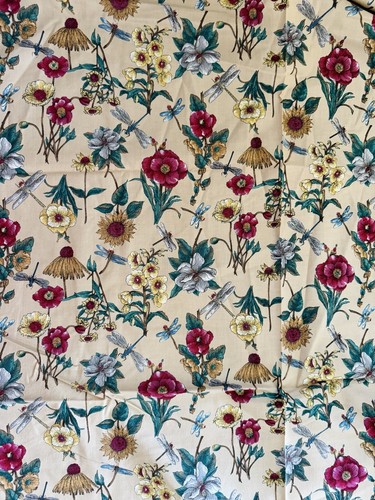 4.5 Yds Hoffman International Botanical Dragonfly Screen Print Cotton Fabric 42” - Picture 2 of 17