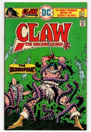 Claw The Unconquered Vol 1 No 3 Oct 1975 (VFN-) (7.5) DC, Bronze Age