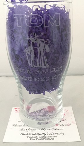 Personalised Star Wars Style Yoda Beer Pint Glass Perfect Birthday Gift - Picture 2 of 4