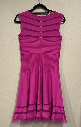 Tadashi Shoji rosa Passform und Flare Cocktailkleid Netz Einsätze Größe Medium M - Bild 8 von 12
