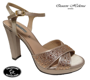Donna Queen Tacco Helena Sandali Strass Alto Raso Scarpe Eleganti 3qSc45jLAR