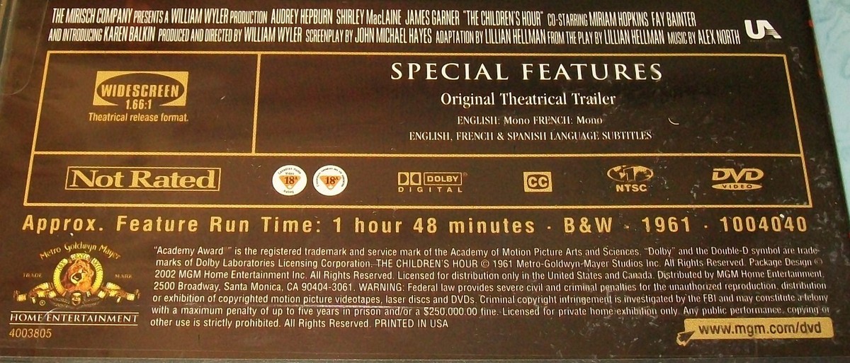 (未使用･未開封品)The Children&#39;s Hour [DVD] Amazon.com: The Children's Hour [DVD] : Audrey Hepburn