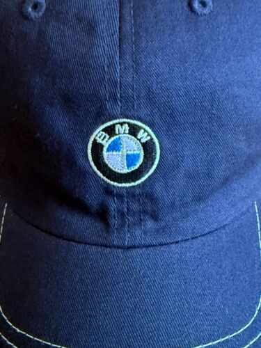 BMW USA Olympics Hat Baseball Cap Adjustable Hook Loop Back Navy Blue/White - Picture 3 of 6