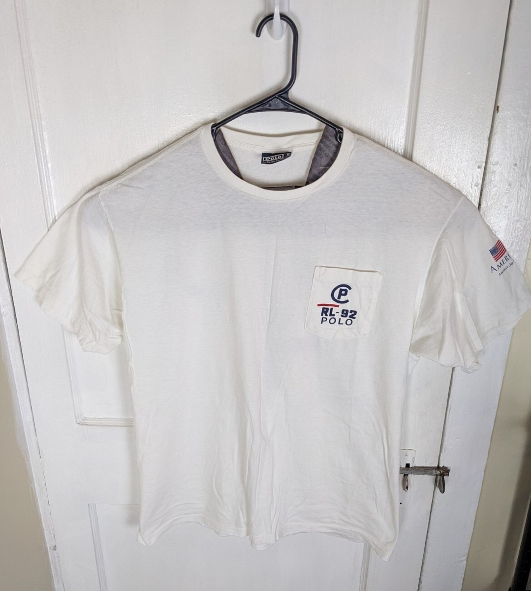 RARE Vintage 1992 RL-92 Ralph Lauren Polo Pocket Tshirt A3 Yacht 