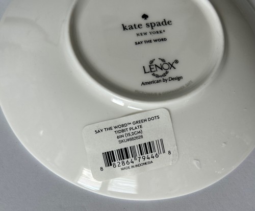 Placa One Kate Spade New York Say The Word Tidbit 6 pulgadas puntos verdes nueva con etiqueta - Imagen 5 de 5