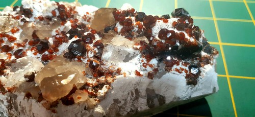 SPEKTAKULÄR! Rauchquarz mit Spessartin Granaten, Glimmer auf Microcline Mtx. - China - Bild 7 von 12