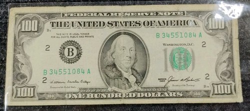 Small Face $100 bill (One Hundred Dollar Bill) - Series 1985 USED - Picture 1 of 2