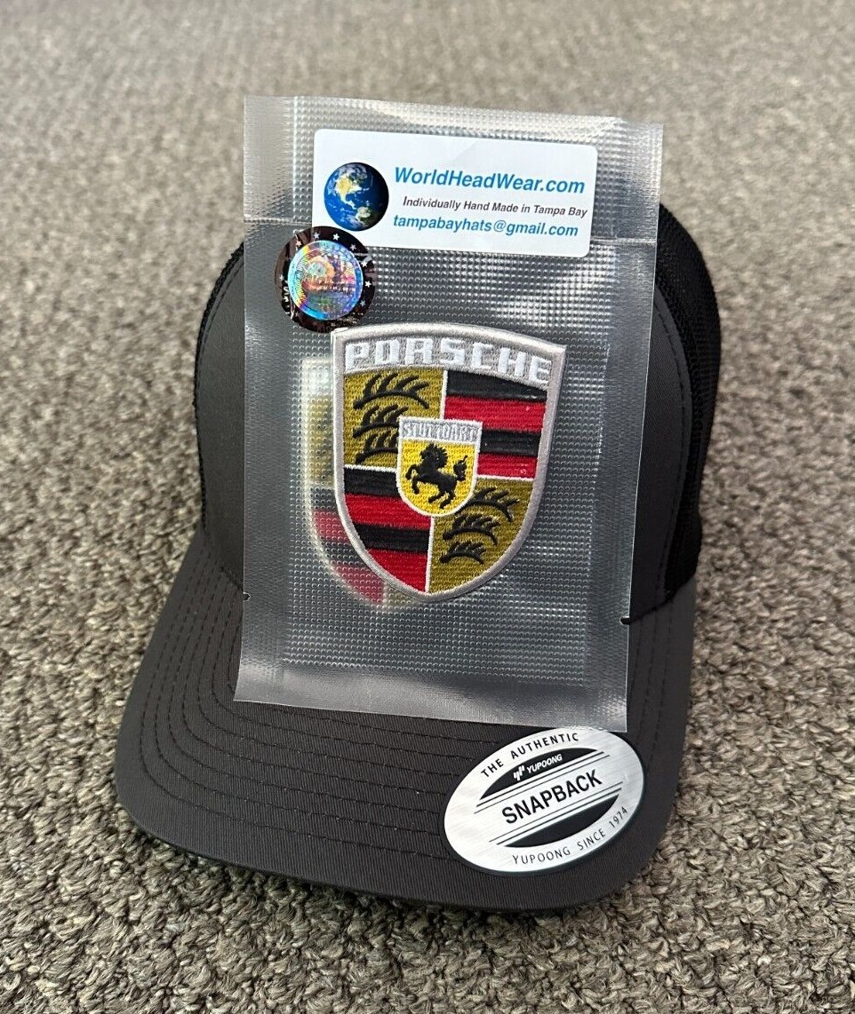 Porsche Hat Vintage Style FlexFit SnapBack Mesh Cap Handcrafted - Picture 7 of 10