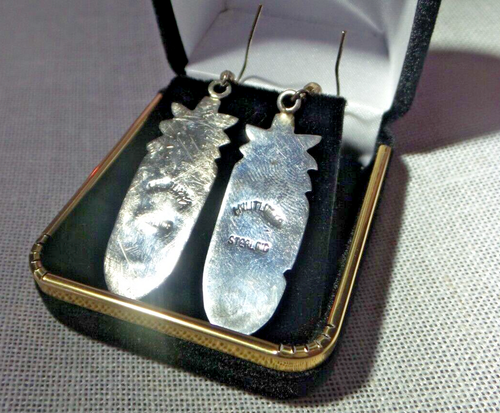 Vintage Harry Nutumya Sterling Silver Pictograph Earrings - Picture 4 of 5