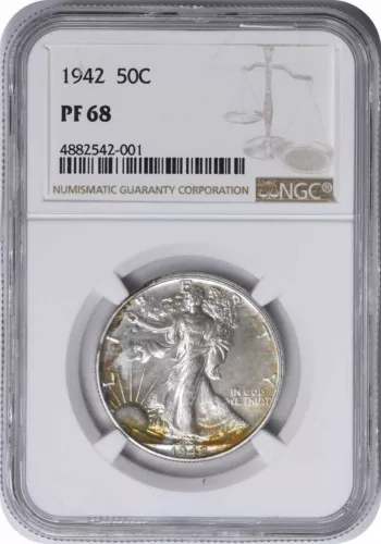 1942 Walking Liberty Silver Half Dollar PR68 NGC