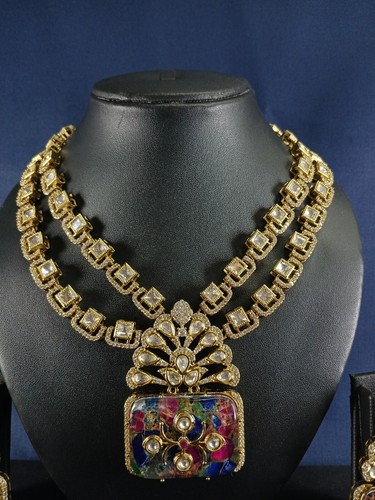 Hermoso y Tradicional Juego de Collar de Pelo Rajasthani Raani y Piedra Multicolor - Imagen 6 de 10
