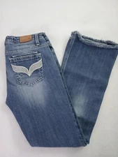 VIGOSS Collection Women's Sz 1 Distressed Low Rise Bootcut Jeans W27 L29 Raw Hem
