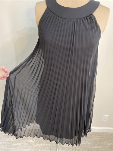 JBS Black Cocktail Dress Pleated Chiffon Halter Top Swing Dress Women Size 6 - Picture 8 of 9