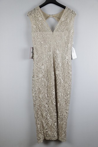 JS Collections Women's Daniela Lace Midi Dres Champagne Beige Size 8 - Picture 3 of 7
