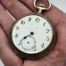 Antique Swiss .800 Silver 2 Tone Case Pocket Watch RUNS READ