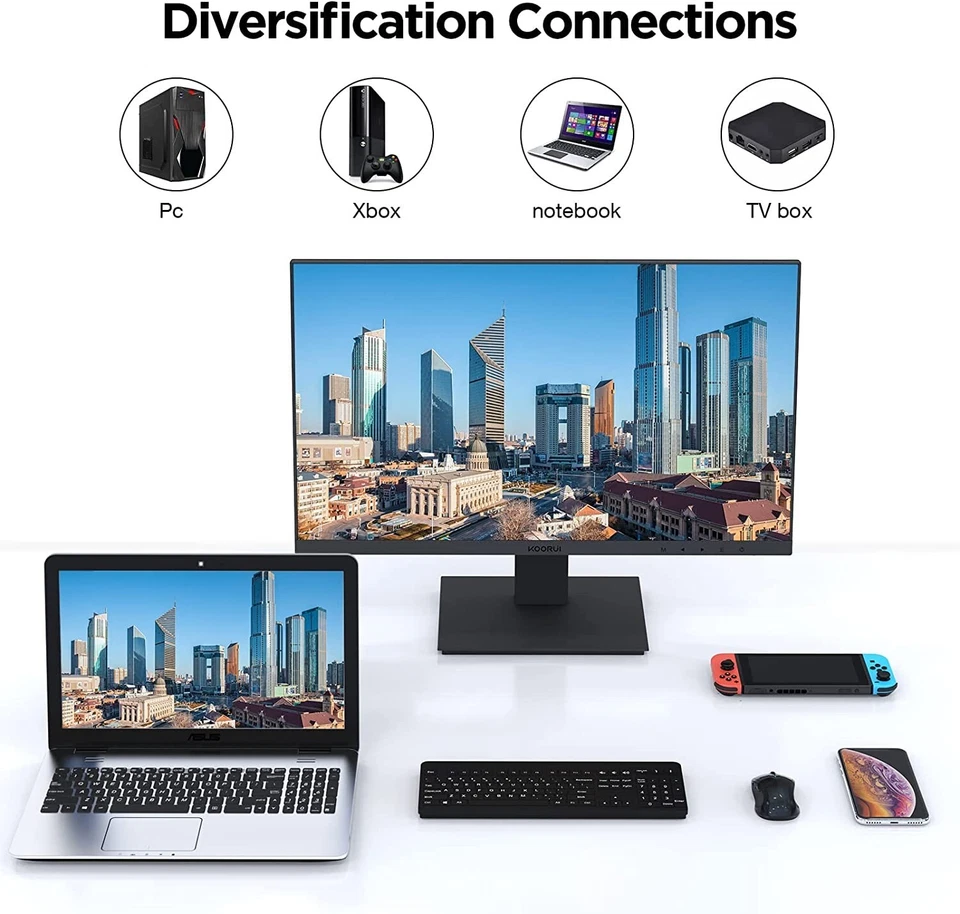 KOORUI 24 Inch FHD Monitor, IPS Computer Monitors, 75Hz, 5ms, 16:9 Full HD - Image 4 of 4