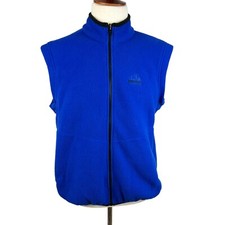 VTG Marmot Mens L Deep Pile Fleece Retro Vest Bright Blue Zip Pockets USA Made