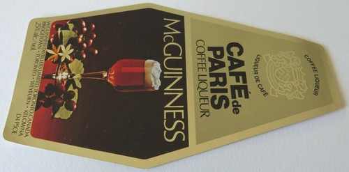 McGUINNESS Cafe de Paris LABEL Canada Spirit Liqueur 5-5/8" - Picture 2 of 2