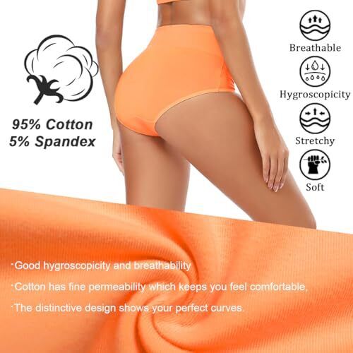 Women's Cotton Underwear High Waisted Full Coverage Medium Multicolor-5pack-a3 - Picture 3 of 6