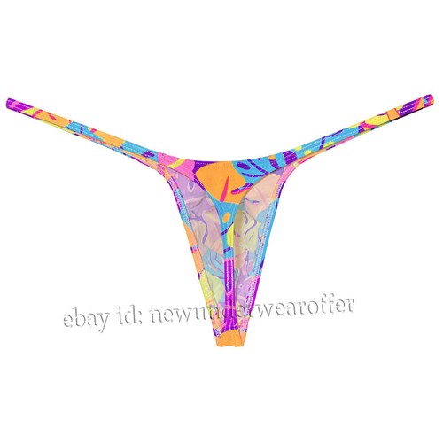 Men's Thin Strap Micro Thong Underwear Slim Bulge Pouch T-back Hipster Lingerie - Picture 54 of 60