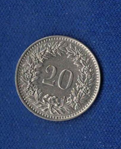 1960 Swiss, 20 Rappen Coin, Confederatio Helvetica, Switzerland Coin - Picture 2 of 4