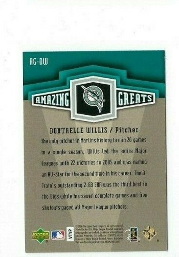 2006 UPPER DECK AMAZING GREATS GOLD DONTRELLE WILLIS AG-DW INSERT NM UD GREAT - Picture 2 of 2