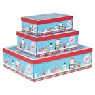 Christmas Santa Design Rectangle Collapsible Cardboard Bauble Storage Box Set 3