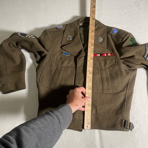 Vintage Military Jacket Mens 32 R Green 50s Korean War Uniform USA Eisenhower - Picture 5 of 24