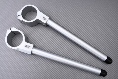 Matte Silver Pair of Clip Ons Standard Handlebars 52 mm KAWASAKI ZX7R 1996-2003 - Picture 2 of 10