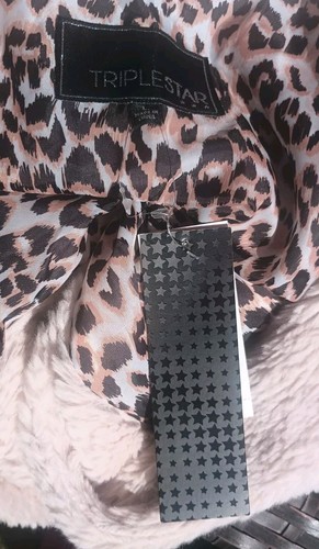 NWT Blush Furry Jacket Size Large by Triple Star Leopard Satin Lined MSRP $100 - Picture 5 of 5