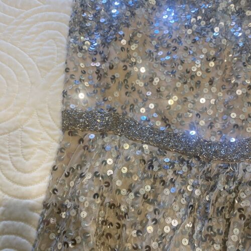 RACHEL GILBERT Size 1 White Sequined Silk One Shoulder Short Party Mini Dress - Picture 2 of 14