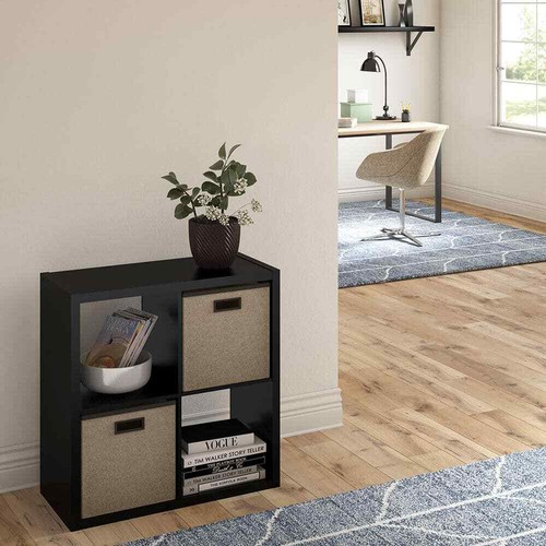 30 in. H x 29.84 in. W x 13.50 in. D Black Wood Large 4-Cube Organizer - Picture 4 of 5