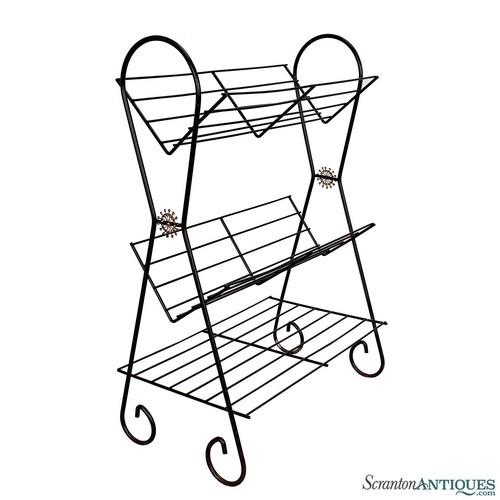 Mid-Century Atomic Sunburst Black Magazine Rack Vinyl Record Stand - Picture 1 of 8