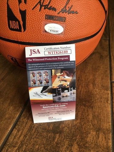 Clyde Drexler Hakeem Olajuwon SIGNED NBA Spalding BALL JSA Witnessed ROCKETS - Picture 7 of 7