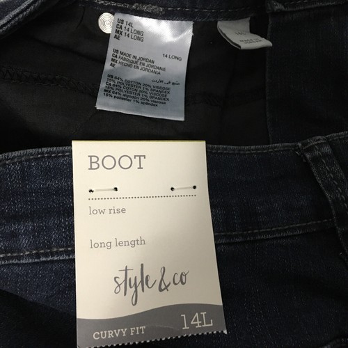 Style & Co Women's Size 14L Stream Wash Curvy Fit Debun Boot Low Rise Blue Jeans - Picture 6 of 9