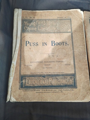 Antique Young Folk's Library 1897 R. Burns Cotter's Saturday Night Puss In Boots - Picture 3 of 16