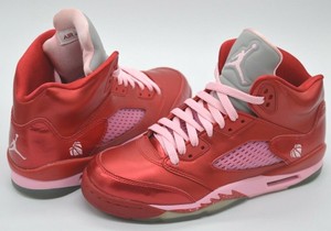 pink and red jordans
