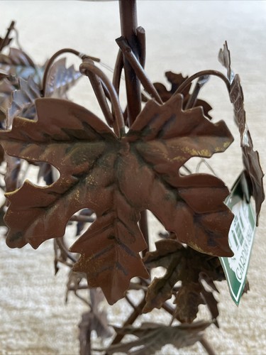 Metal Maple Leaf Style Taper Candle Holder Set Of 3 New W/Tags Cooper Green Fall - Picture 5 of 7