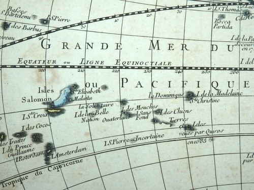 ÄUSSERT SELTENE WELTKARTE WORLDMAP HEMISPHÄRE MAPPE MONDE NOUVELLE LE ROUGE 1744 - Picture 11 of 12